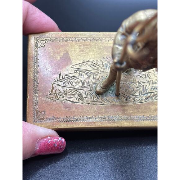 Vintage Brass or Bronze Boy Statue/Figurine With Trident/Fork on Base Unmarked - Picture 4 of 8